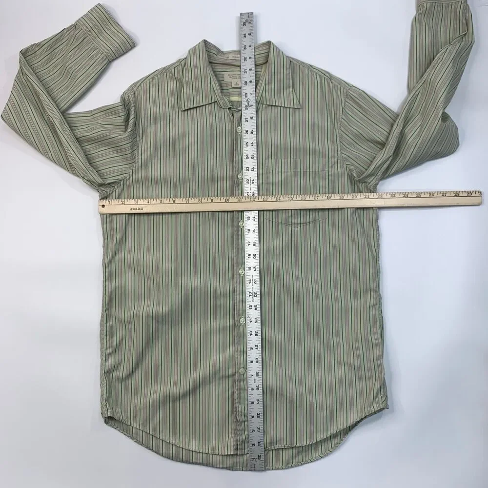 Banana Republic Shirt Mens L Limestone Striped Slim Fit Long Sleeve Button Up